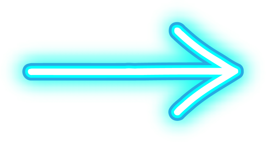Cutout of Neon Blue Right Arrow Sign